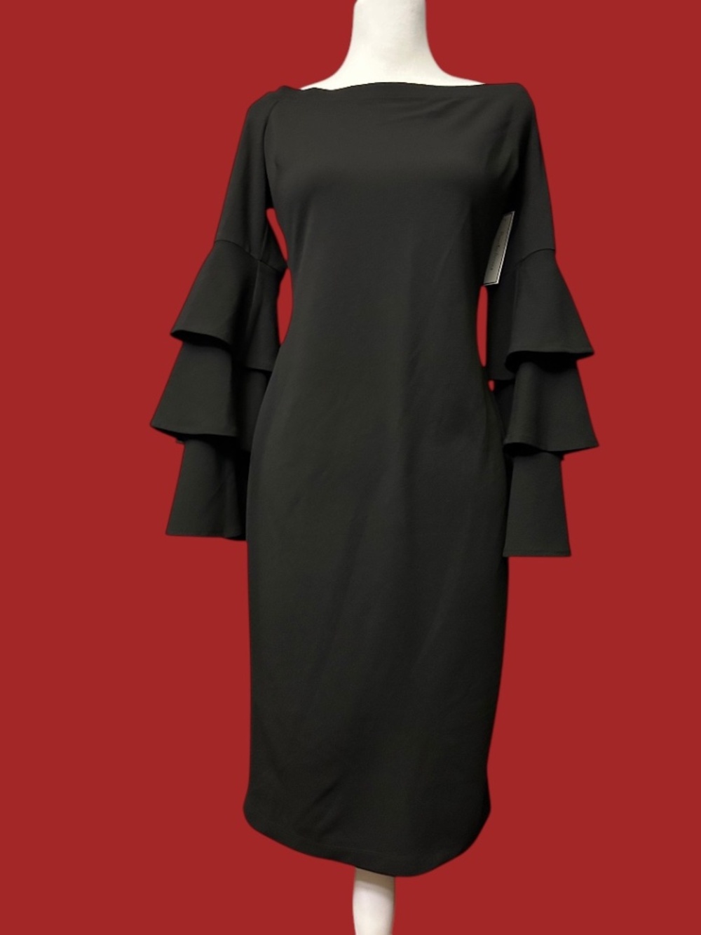 NWT. Premier Amour Off the Shoulder Black Dress